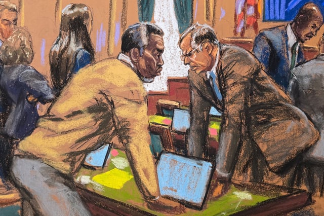 Sean «Diddy» Combs et son avocat Marc Agnifilo le 1er juillet.