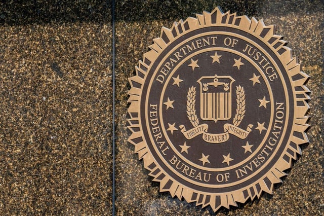 The seal on the J. Edgar Hoover FBI Building is seen June 9, 2023, in Washington. (AP Photo/Alex Brandon, File)