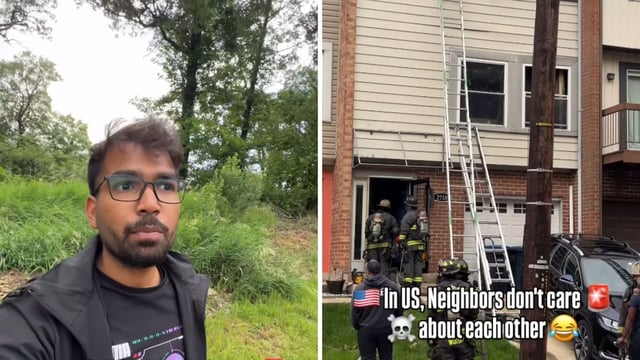 An Indian man’s video on a neighbourhood in the USA during a house fire has gone viral. 