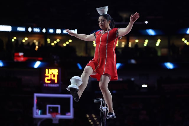 NEW ORLEANS, LOUISIANA - DECEMBER 22: Red Panda performs at half time at the Smoothie King Center on December 22, 2024 in New Orleans, Louisiana.