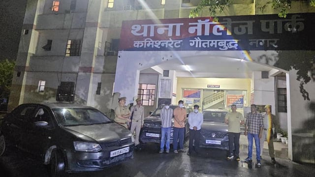the Noida Traffic Police tracked down the vehicles by scanning their registration numbers and issued challans amounting to ₹1.23 lakh — ₹65,500 for one vehicle and ₹57,500 for the other visible in the video clip. (HT Photos)