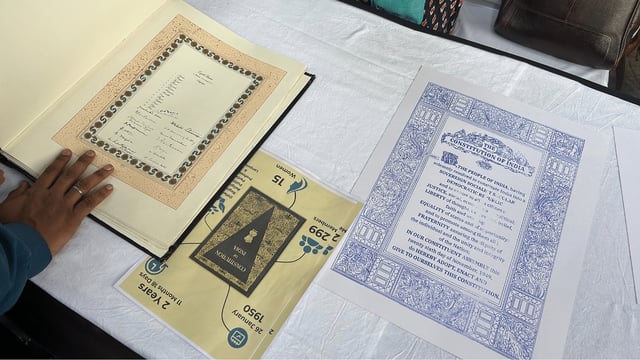 Prints of the constitution displayed at the IHC | Zenaira Bakhsh, ThePrint