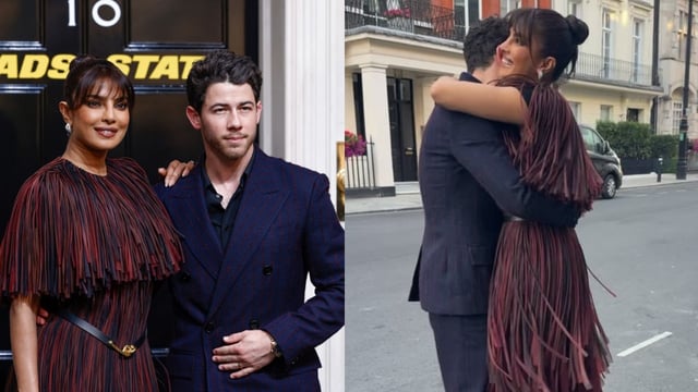 Nick hugs Priyanka Chopra after her impromptu dance ahead of Heads of State premiere