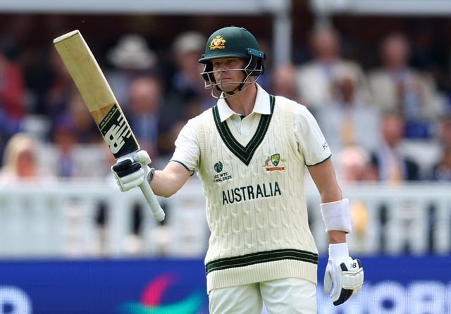 Cricket - 2025 ICC World Test Championship Final - South Africa v Australia - Lord's Cricket Ground, London, Britain - June 11, 2025 Australia's Steve Smith celebrates after reaching his half century Action Images via Reuters/Andrew Boyers/File Photo