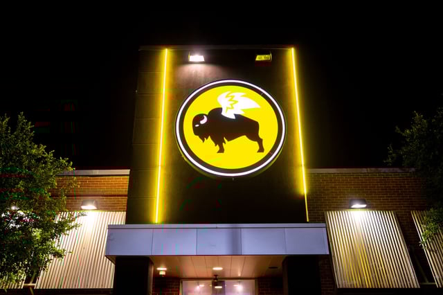 The exterior of a Buffalo Wild Wings casual dining restaurant is seen on April 18, 2024 in Austin, Texas.