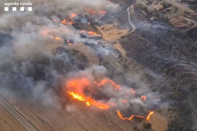 Incendio en la comarca de la Segarra (Lleida) que ha afectado más de 1.000 hectáreas.