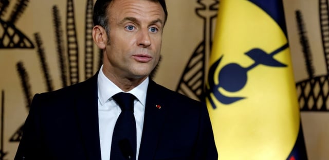 Le président Emmanuel Macron lors d'une cérémonie à Nouméa, le 24 juillet 2023