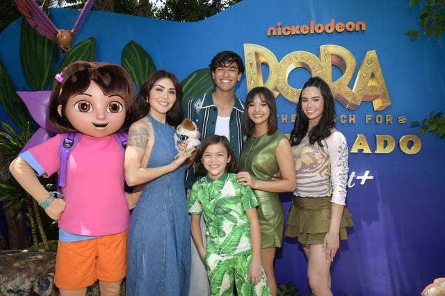 Daniella Pineda, Acston Luca Porto, Samantha Lorraine, Jacob Rodriguez and Mariana Garzon Toro attend the &#34;Dora And The Search For Sol Dorado&#34; Premiere Event on June 25, 2025 in Los Angeles, California.