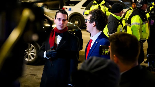 Paul Ingrassia, left, announces the release of brothers Andrew and Matthew Valentin outside of the DC Central Detention Facility in Washington, DC, on January 20.