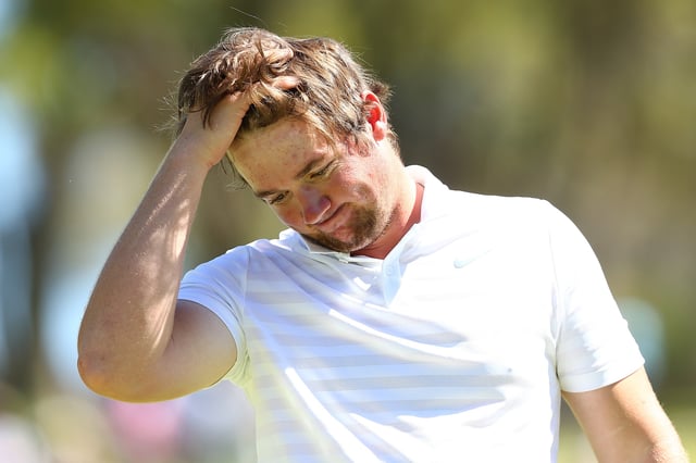 Sam Horsfield of England reacts after being defeated by James Nitties of Australia in the semi final during day four of the World Super 6 at Lake Karrinyup Country Club on February 11, 2018 in Perth, Australia.