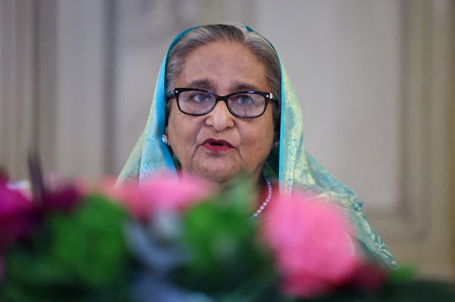 Sheikh Hasina speaks during the annual Munich Security Conference, in Munich, Germany February 17, 2024. REUTERS/Wolfgang Rattay/File Photo