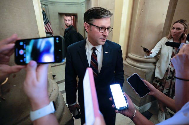 House speaker Mike Johnson during a senate vote on the One, Big, Beautiful Bill Act at the U.S. Capitol on July 1, 2025.