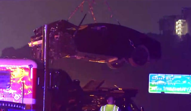 Three people were injured early Wednesday July 2, 2025 in a crash on the 405 Freeway in West Los Angeles.
