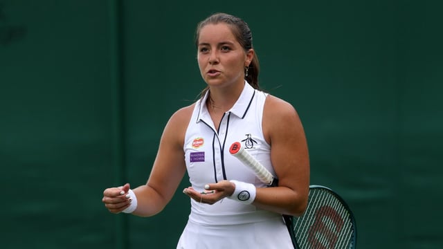 Jodie Burrage, 26, lost in straight sets to Caty McNally in the first round of Wimbledon on Tuesday