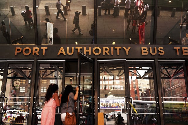 An entrance to the Port Authority Bus Terminal is viewed on Aug. 21, 2014, in New York City.