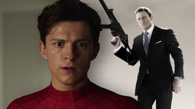 Tom Holland as Spider-Man and Daniel Craig as James Bond