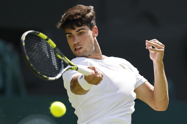 Carlos Alcaraz, en un partido de Wimbledon.