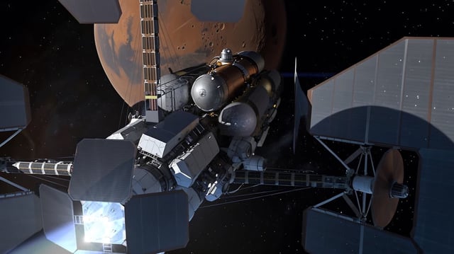 An artist's impression of a nuclear spacecraft.