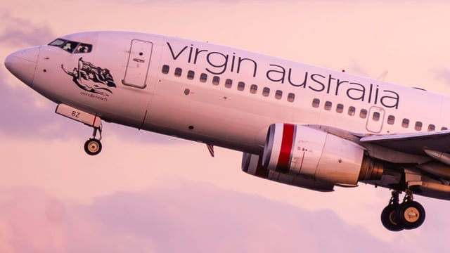 virgin australia plane taking off