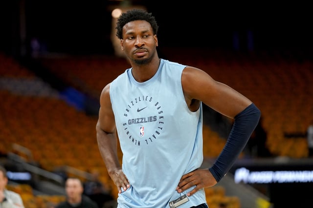 Apr 15, 2025; San Francisco, California, USA; Memphis Grizzlies forward Jaren Jackson Jr. (13) stands on the court before the start of the game against the Golden State Warriors at the Chase Center. Mandatory Credit: Cary Edmondson-Imagn Images/File Photo