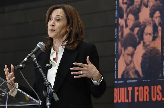 Former Vice President Kamala Harris speaks at the State of the People POWER Tour opening ceremony on June 6, 2025 in Los Angeles, California.