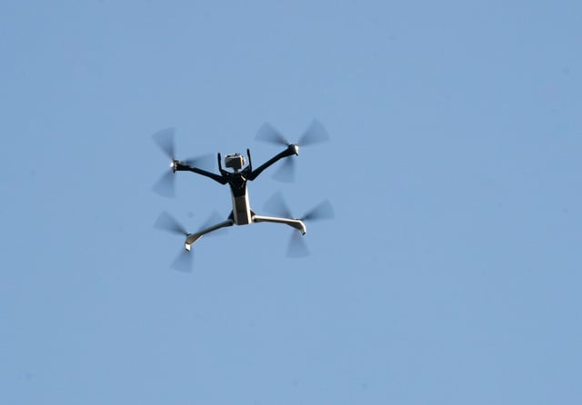 A Skydio X-10 drone is pictured at the NYPD Central Park Precinct during a press conference announcing the use of drones  Wednesday, Nov. 13, 2024. (Barry Williams/ New York Daily News)