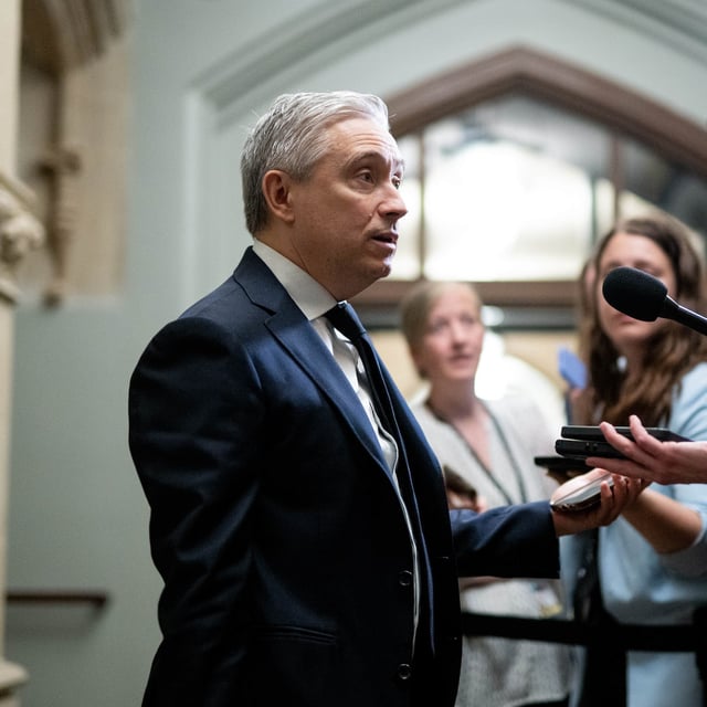 Minister of Finance and National Revenue François-Philippe Champagne speaks to reporters ahead of a cabinet meeting on Parliament Hill in Ottawa, on Tuesday, June 10, 2025. THE CANADIAN PRESS/Spencer Colby