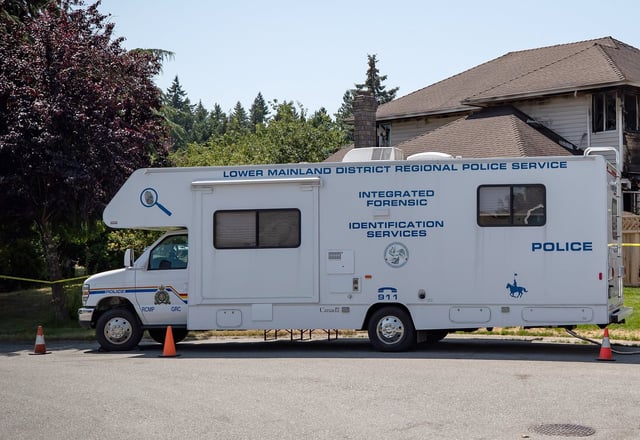 The Integrated Homicide Investigation Team truck is shown in Surrey, B.C., on Tuesday, July 6, 2021. THE CANADIAN PRESS/Darryl Dyck