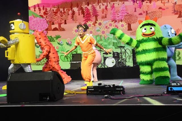 Yo Gabba Gabba! (pictured taking the stage during the Coachella Valley Music and Arts Festival with his family Saturday, April 19, 2025) will make stops at the Fox Theatre in Pomona on Aug. 1, the Balboa Theatre in San Diego on Aug. 2, and wrap up its West Coast run at The Novo in Los Angeles on Aug. 31.
(Photo by Andy Holzman, Contributing Photographer)