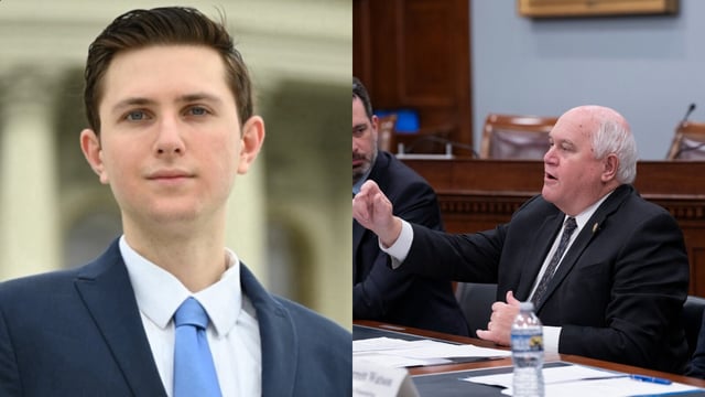 Eric Tarpinian-Jachym (L, Source: Eric Tarpinian-Jachym/LinkedIn) and Rep Ron Estes (R, @RepRonEstes/X)