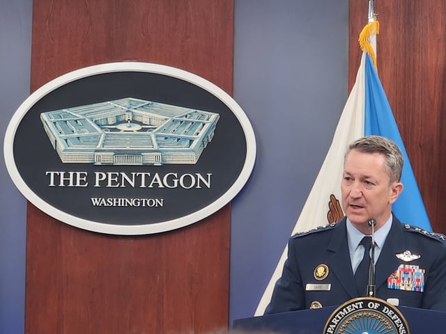 This file photo, taken on June 26, 2025, shows U.S. Joint Chiefs of Staff Chairman Gen. Dan Caine speaking during a press briefing at the Pentagon near Washington. (Yonhap)