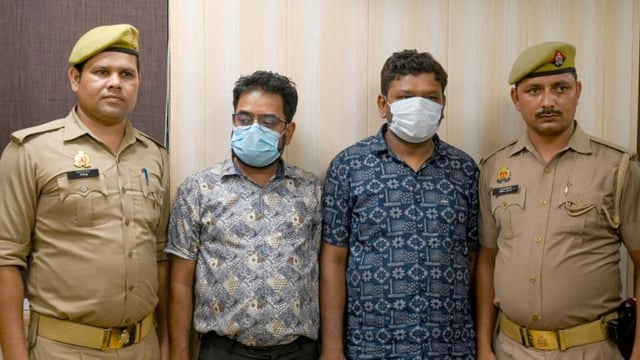Police said that 66 fake marksheets, seven migration certificates, two laptops, two printers, seven mobile phones, and other forged documents were recovered from their possession. (Sunil Ghosh/HT Photos)