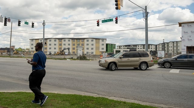 Construction near the Oglethorpe Mall in Savannah, Georgia, US, on Saturday, April 12, 2025 (Photographer: Parker Puls/Bloomberg)
