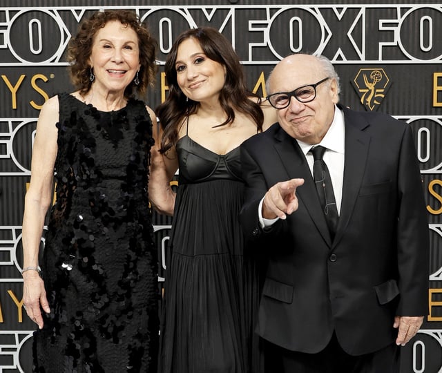 Rhea Perlman, Lucy DeVito, and Danny DeVito at the 75th Primetime Emmy Awards on January 15, 2024 in Los Angeles, CA.