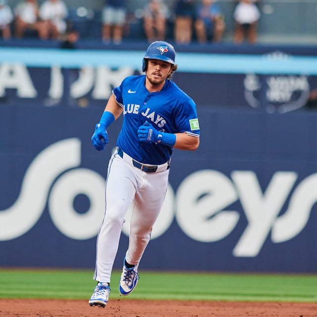 Toronto Blue Jays third base Addison Barger (47) rounds the bases after hitting a three run home run during first inning MLB baseball action in Toronto, on Wednesday, July 2, 2025. THE CANADIAN PRESS/Sammy Kogan