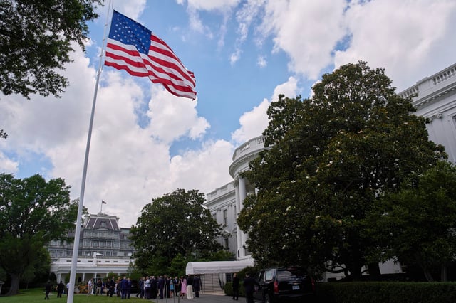 A new flag pole on the South Lawn of the White House, Wednesday, June 18, 2025, in Washington. (AP Photo/Evan Vucci)