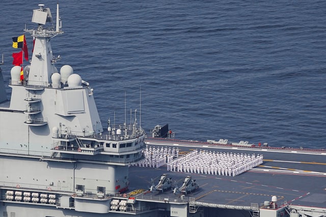 The People's Liberation Army Navy aircraft carrier Shandong, China's first domestically built aircraft carrier, sails into Hong Kong for a five-day visit, in Hong Kong, China, July 3, 2025. REUTERS/Lam Yik