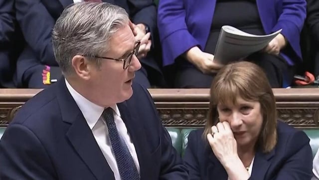 Sir Keir Starmer at prime minister’s questions with a tearful Rachel Reeves after the government’s climbdown on the welfare bill