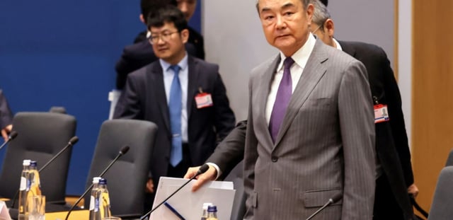 Le ministre chinois des Affaires étrangères Wang Yi à Bruxelles le 2 juillet 2025