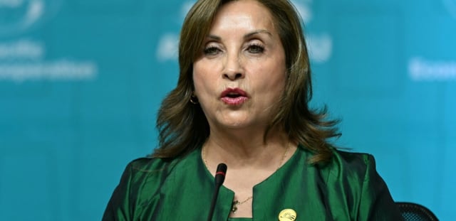 La présidente du Pérou, Dina Boluarte, au forum de la Coopération économique Asie-Pacifique (APEC) à Lima, le 16 novembre 2024