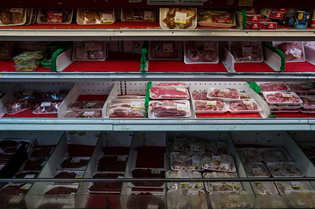 Meat is displayed at Best World Supermarket in the Mount Pleasant neighborhood of Washington, DC, on August 19, 2022.