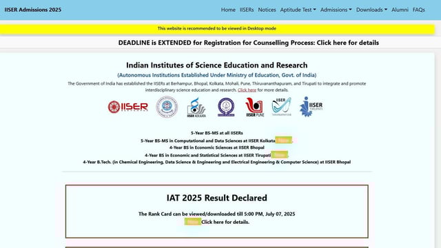 IISER IAT Counselling 2025 Registration Deadline Extended  | Image: File Photo