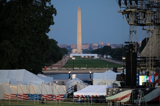 4th of July preparations are seen on the National Mall during the procedural vote on the One Big Beautiful Bill Act on July 03, 2025 in Washington, DC.