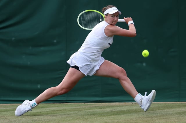 Tennis - Wimbledon - All England Lawn Tennis and Croquet Club, London, Britain - July 3, 2025 Czech Republic's Barbora Krejcikova in action during her second round match against Caroline Dolehide of the U.S. REUTERS/Toby Melville