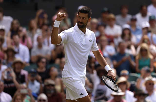 Tennis - Wimbledon - All England Lawn Tennis and Croquet Club, London, Britain - July 3, 2025 Serbia's Novak Djokovic celebrates winning his second round match against Britain's Daniel Evans REUTERS/Andrew Couldridge
