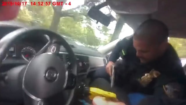 Lt. Jonathan Rivera is pictured in this screen grab from police body cam footage showing the struggle leading up to the shooting death of Allan Feliz. (NYPD)