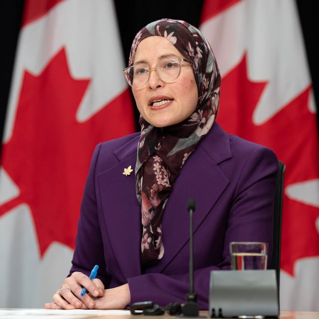 Amira Elghawaby, Canada’s Special Representative on Combatting Islamophobia, speaks during a news conference, Tuesday, Dec. 10, 2024 in Ottawa. THE CANADIAN PRESS/Adrian Wyld