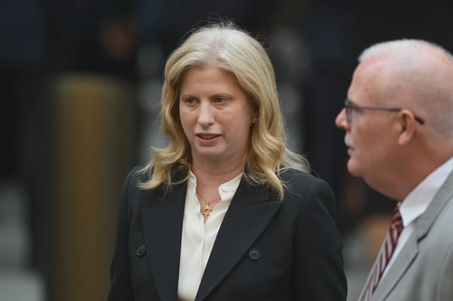 NYPD Commissioner Jessica Tisch attends the funeral of former NYPD Commissioner Bernard Kerik at St. Patrick Cathedral on June 6, 2025 in New York City.