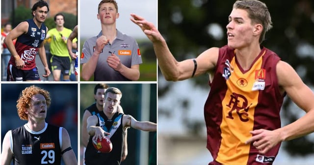 Rising stars Dayten Uerata, top left, Wil Rantall, bottom left, Billy Glanvill, bottom right, Riley Holloway, top, Taj Bond, right.