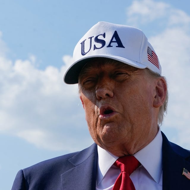 U.S. President Donald Trump speaks to the press in Maryland on Thursday. He said Washington will start sending letters to countries on Friday specifying tariff rates.